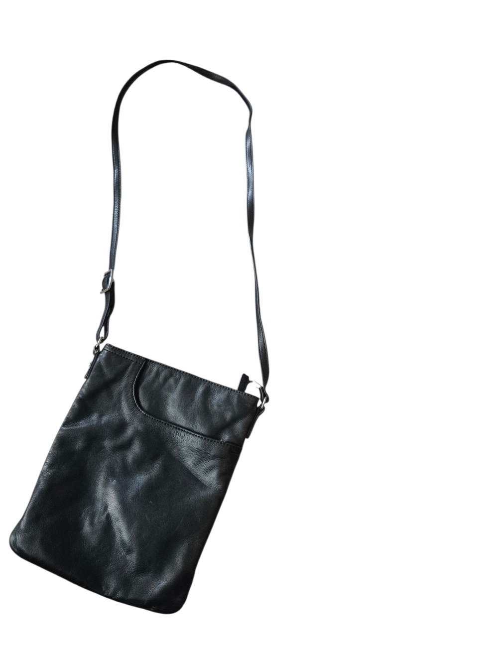 Margot Black Leather Messenger Bag